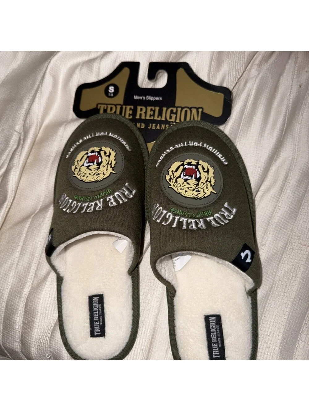 True Religion Men's Slippers Olive Green 